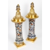 Paire de Vases en Porcelaine montés en Lampes par Gagneau Paris XIXème Siècle Paire de Vases en Porcelaine montés en Lampes par Gagneau Paris XIXème Siècle