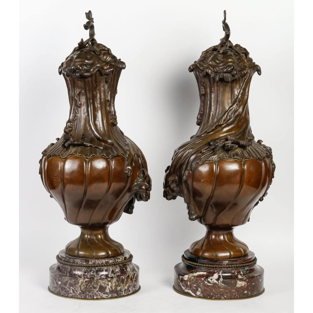 Cassolettes du XIXème siècle en bronze et marbre, Napoléon III Cassolettes du XIXème siècle en bronze et marbre, Napoléon III