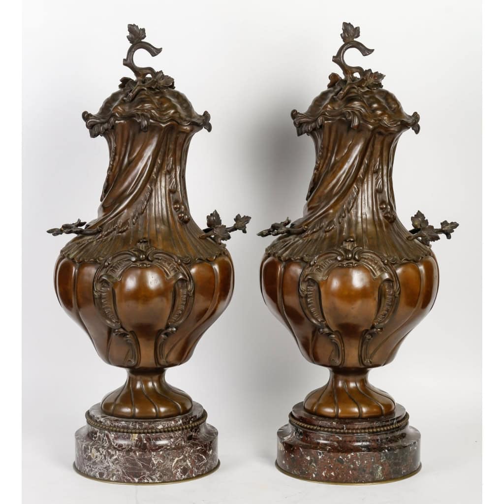 Cassolettes du XIXème siècle en bronze et marbre, Napoléon III Cassolettes du XIXème siècle en bronze et marbre, Napoléon III