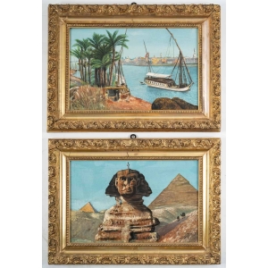 Paire de tableaux Egypte huile sur toile fin XIXème siècle |||||||||||||