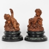 Les Enfants de Bacchus, Paire de Putti en bois sculpté XIXème Siècle |||||||