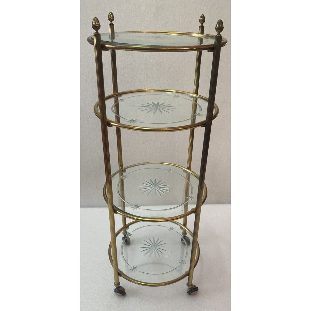 1950/70′ Serviteur Roulant Rond Bronze 4 Plateaux Style Maison Jansen 1950/70′ Serviteur Roulant Rond Bronze 4 Plateaux Style Maison Jansen