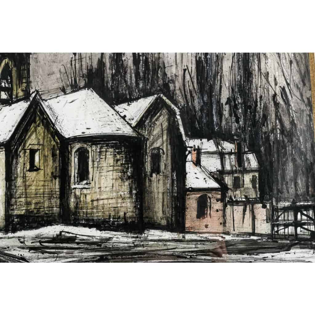 BERNARD BUFFET, Eglise sous la neige, 1976 BERNARD BUFFET, Eglise sous la neige, 1976