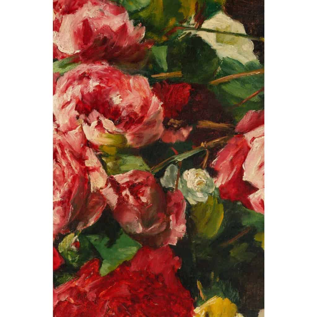 Jetée de roses par Eugénie Moutet, huile sur toile 1896 Jetée de roses par Eugénie Moutet, huile sur toile 1896