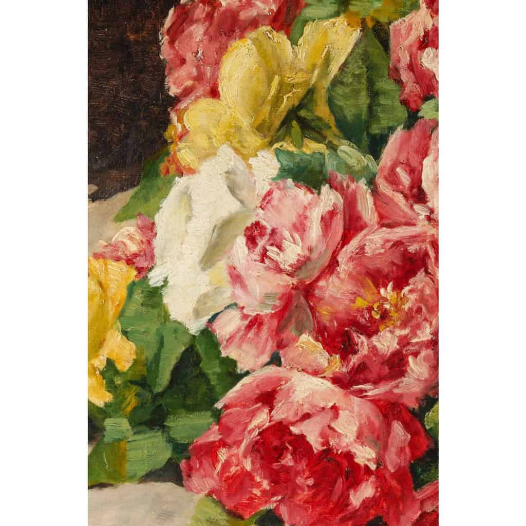 Jetée de roses par Eugénie Moutet, huile sur toile 1896 Jetée de roses par Eugénie Moutet, huile sur toile 1896