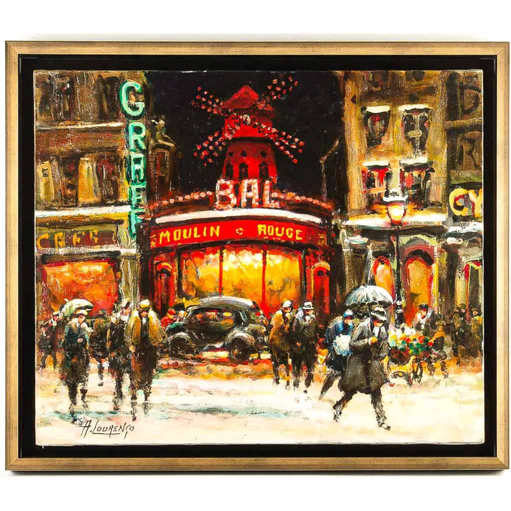 Armand Lourenco (1925-2004)- Le Moulin Rouge sous la Neige huile sur toile vers 1950-1960 MLD Antiquités|MLD Antiquités|MLD Antiquités|MLD Antiquités|MLD Antiquités|MLD Antiquités|MLD Antiquités|MLD Antiquités||