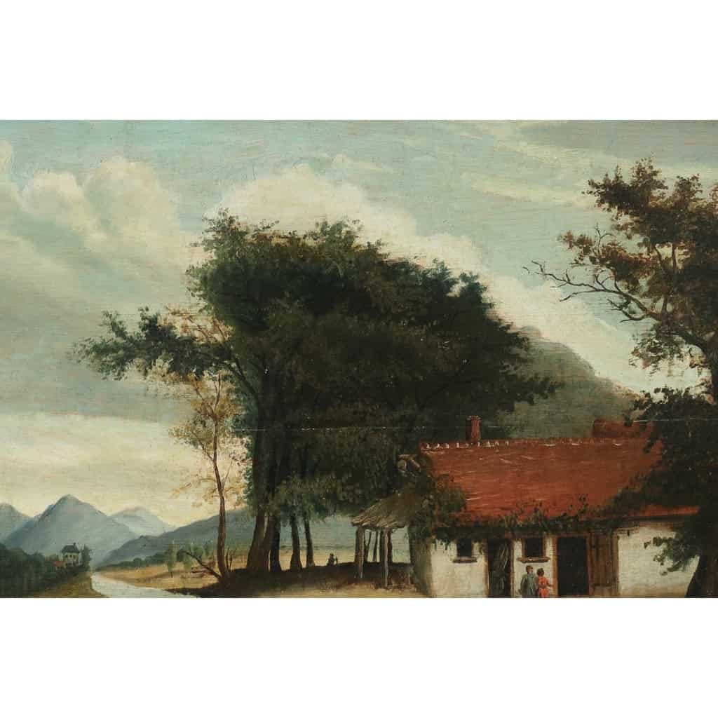 La Maison au bord de la Rivière école Flamande du XVIIIème siècle huile sur panneau La Maison au bord de la Rivière école Flamande du XVIIIème siècle huile sur panneau