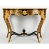 Importante Console en marqueterie dite Boulle et dessus en marbre blanc de Carrare ||||||||||||