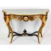 Importante Console en marqueterie dite Boulle et dessus en marbre blanc de Carrare Importante Console en marqueterie dite Boulle et dessus en marbre blanc de Carrare