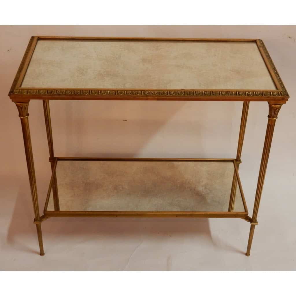 1950/70′ Table d’Appoint en Bronze Doré Décor Palmier Maison Charles |||||||||