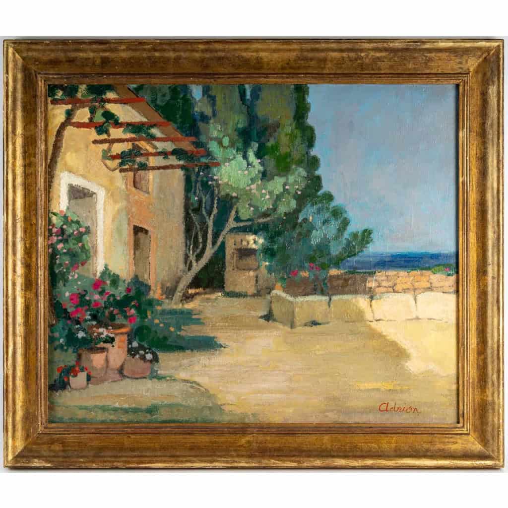 Lucien Adrion (1889-1953) - Vue d’une terrasse sur la Méditerranée huile sur toile vers 1920-1930 Lucien Adrion (1889-1953) - Vue d’une terrasse sur la Méditerranée huile sur toile vers 1920-1930