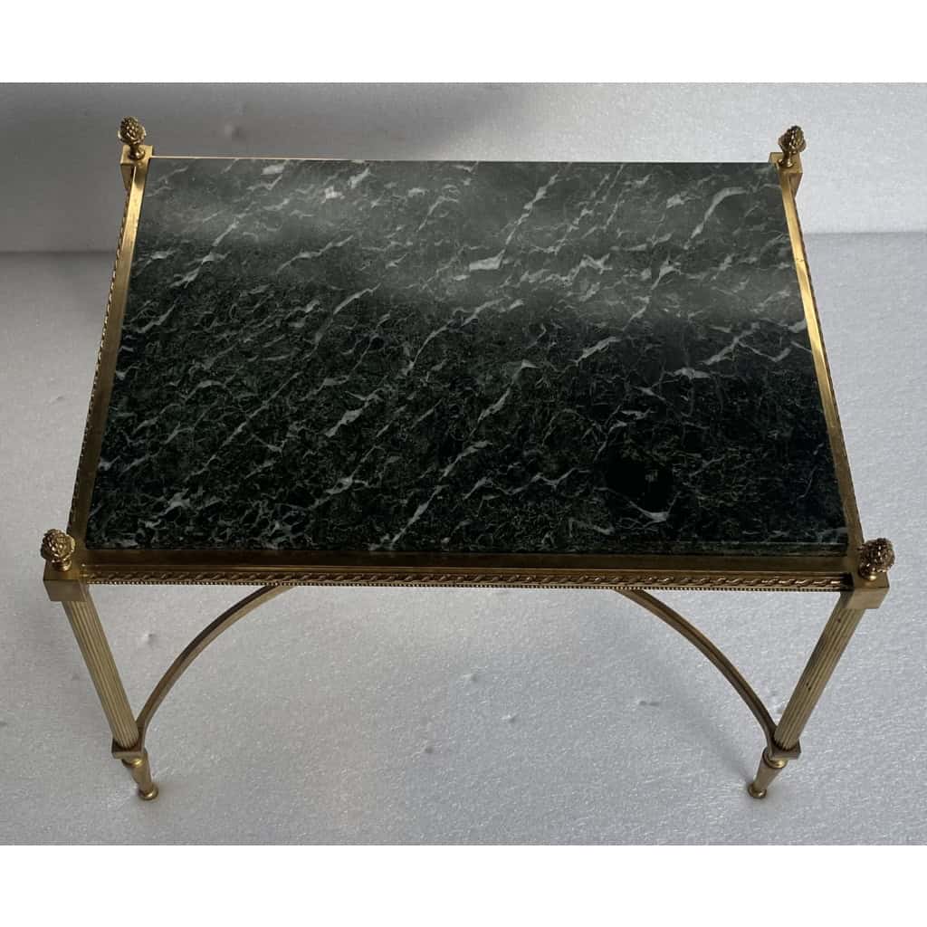 1950/70 Table Basse Ou Bout De Canapé Bronze Doré Maison Jansen Ou Maison Charles Ou Maison Bagués Plateau Marbre Vert De Mer Avec Entretoise 1950/70 Table Basse Ou Bout De Canapé Bronze Doré Maison Jansen Ou Maison Charles Ou Maison Bagués Plateau Marbre Vert De Mer Avec Entretoise