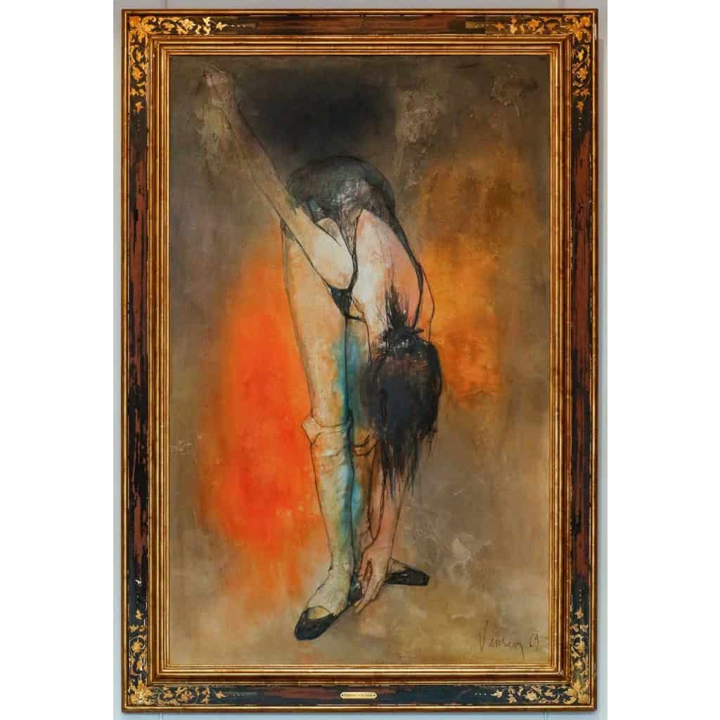 Huile sur toile signée Jansem, La danseuse à la barre, datée de 1969 |||||