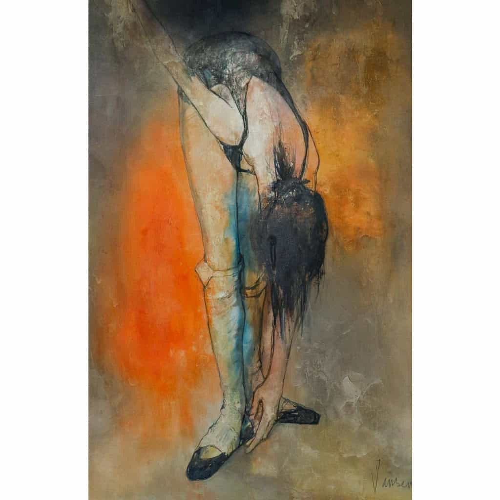 Huile sur toile signée Jansem, La danseuse à la barre, datée de 1969 Huile sur toile signée Jansem, La danseuse à la barre, datée de 1969