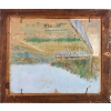 Serge Belloni « Le peintre de Paris » - 14 juillet en bord de Marne huile sur panneau vers 1954 Serge Belloni « Le peintre de Paris » - 14 juillet en bord de Marne huile sur panneau vers 1954