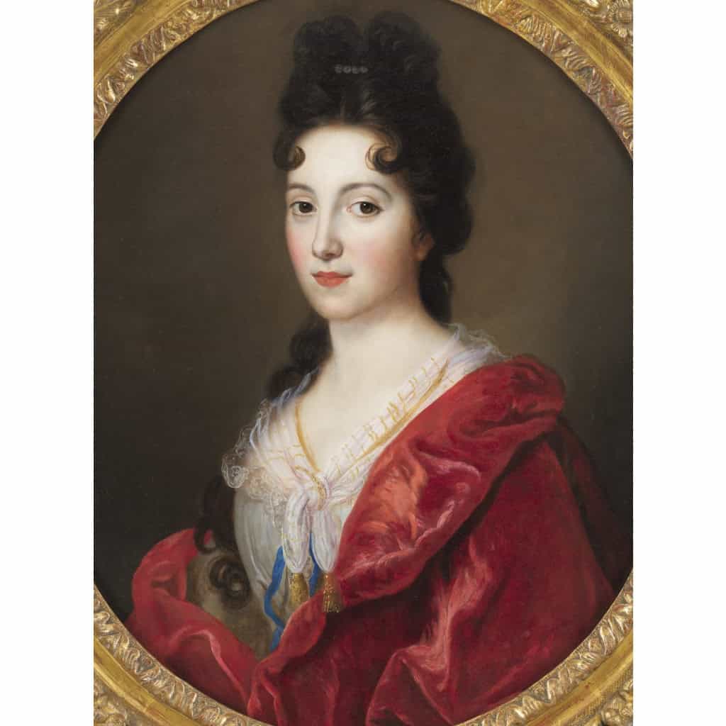 Portrait d’une élégante à la robe écarlate – Attribué à François de Troy (1645 – 1730) Portrait d’une élégante à la robe écarlate – Attribué à François de Troy (1645 – 1730)