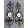 1950/70 Paire d’Appliques Bois Doré Venise Romantiques Console Et Guirlandes Miroirs Gravés Monsieur Et Madame |||||||||||||||