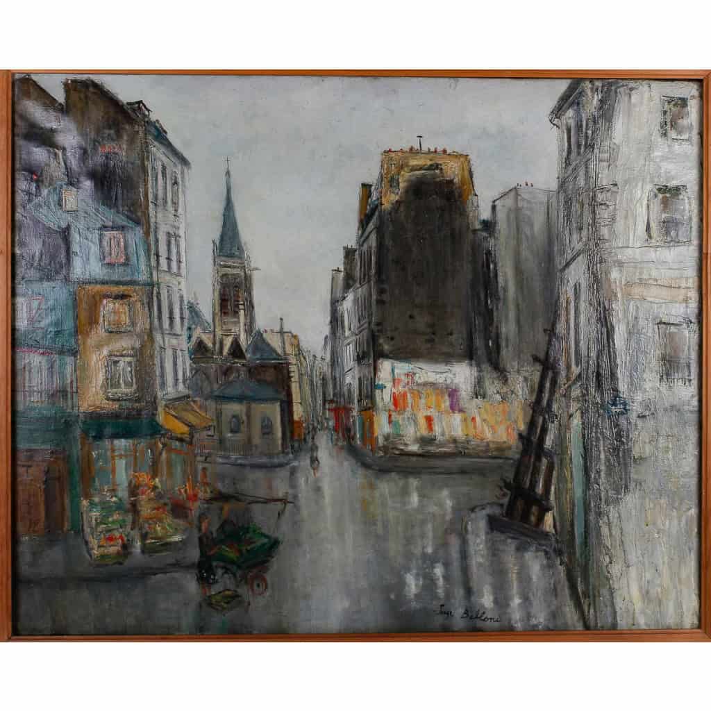 Serge Belloni « Le peintre de Paris » - Paris l’Eglise Saint Séverin huile sur toile vers 1950 Serge Belloni « Le peintre de Paris » - Paris l’Eglise Saint Séverin huile sur toile vers 1950