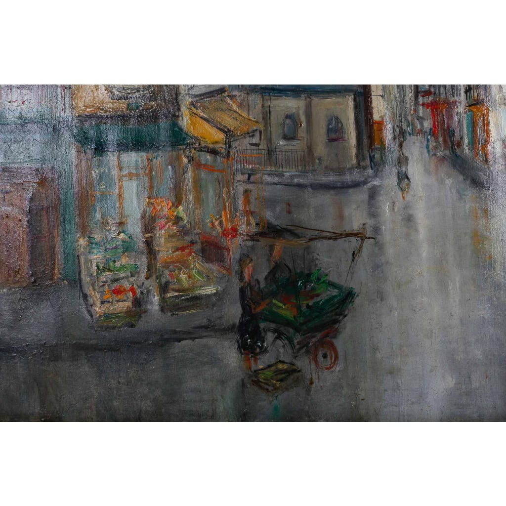 Serge Belloni « Le peintre de Paris » - Paris l’Eglise Saint Séverin huile sur toile vers 1950 Serge Belloni « Le peintre de Paris » - Paris l’Eglise Saint Séverin huile sur toile vers 1950