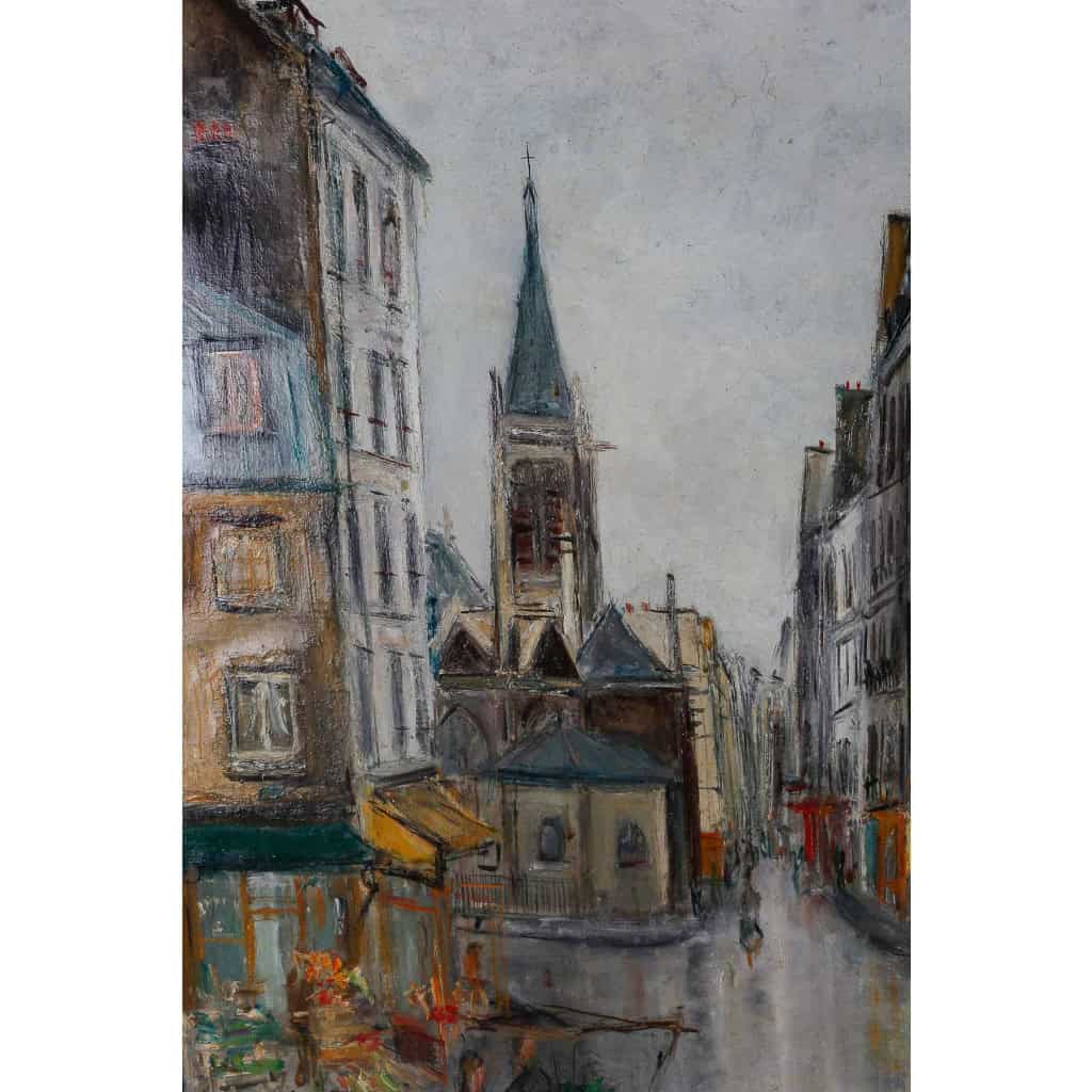 Serge Belloni « Le peintre de Paris » - Paris l’Eglise Saint Séverin huile sur toile vers 1950 Serge Belloni « Le peintre de Paris » - Paris l’Eglise Saint Séverin huile sur toile vers 1950