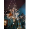 1950′ Lustre Cristal Murano Avec Inclusions Feuilles d’Or 6 Branches ||||||||||||||