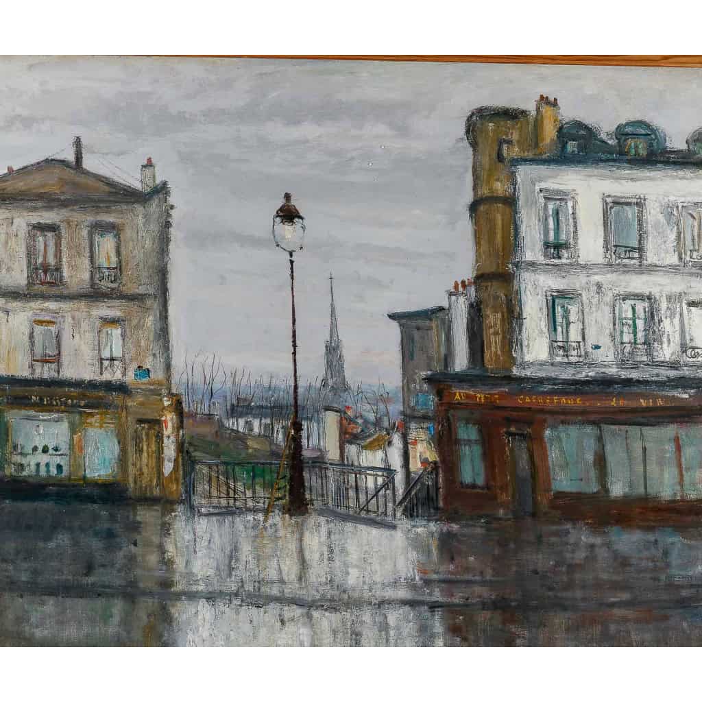 Serge Belloni Le peintre de Paris (1925-2005) La Rue Piat huile sur toile vers 1960 Serge Belloni Le peintre de Paris (1925-2005) La Rue Piat huile sur toile vers 1960