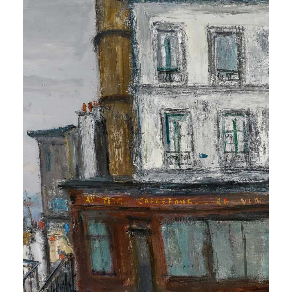 Serge Belloni Le peintre de Paris (1925-2005) La Rue Piat huile sur toile vers 1960 Serge Belloni Le peintre de Paris (1925-2005) La Rue Piat huile sur toile vers 1960