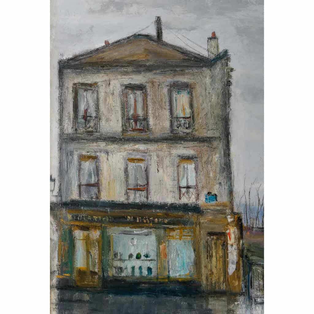 Serge Belloni Le peintre de Paris (1925-2005) La Rue Piat huile sur toile vers 1960 Serge Belloni Le peintre de Paris (1925-2005) La Rue Piat huile sur toile vers 1960