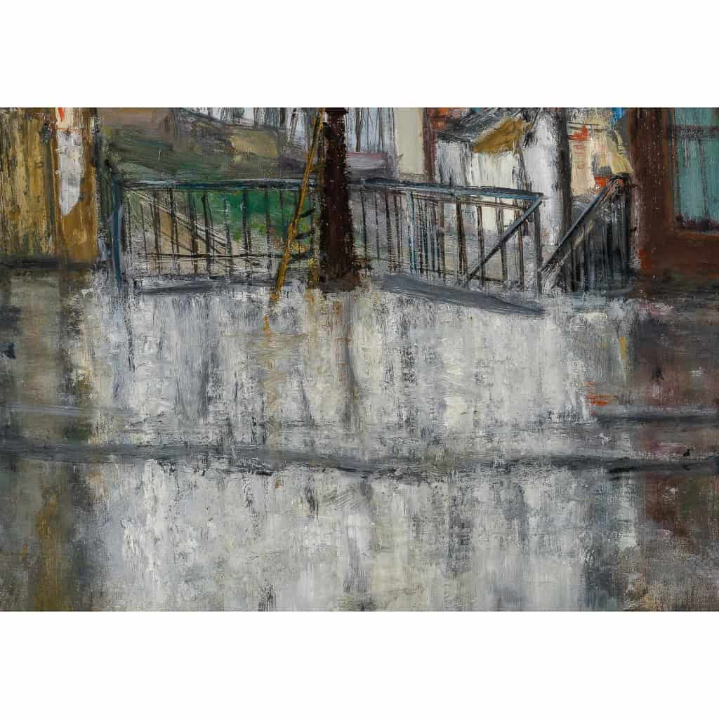 Serge Belloni Le peintre de Paris (1925-2005) La Rue Piat huile sur toile vers 1960 Serge Belloni Le peintre de Paris (1925-2005) La Rue Piat huile sur toile vers 1960