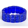 Bracelet "Poussins" verre bleu cobalt patiné blanc de René LALIQUE ||||