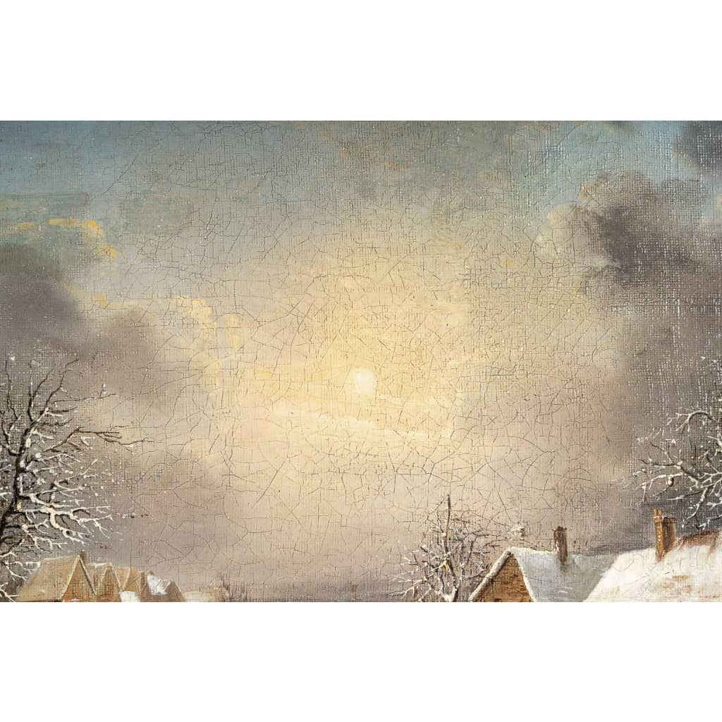 Louis-Claude Malbranche (1790-1838) Scène de vie à la campagne sous la neige huile sur toile vers 1820 Louis-Claude Malbranche (1790-1838) Scène de vie à la campagne sous la neige huile sur toile vers 1820