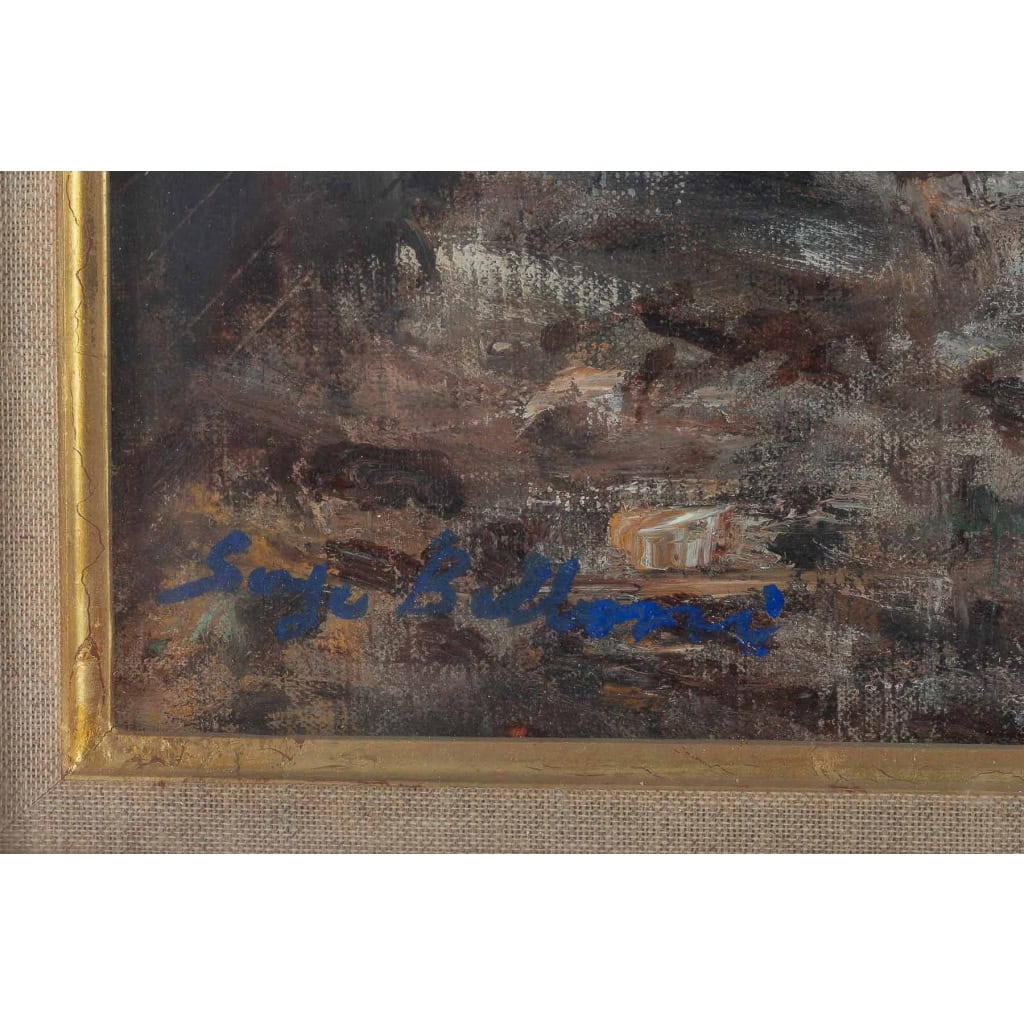 Serge Belloni « Le peintre de Paris » - Les Quais de Seine à Paris vers 1960 huile sur toile Serge Belloni « Le peintre de Paris » - Les Quais de Seine à Paris vers 1960 huile sur toile