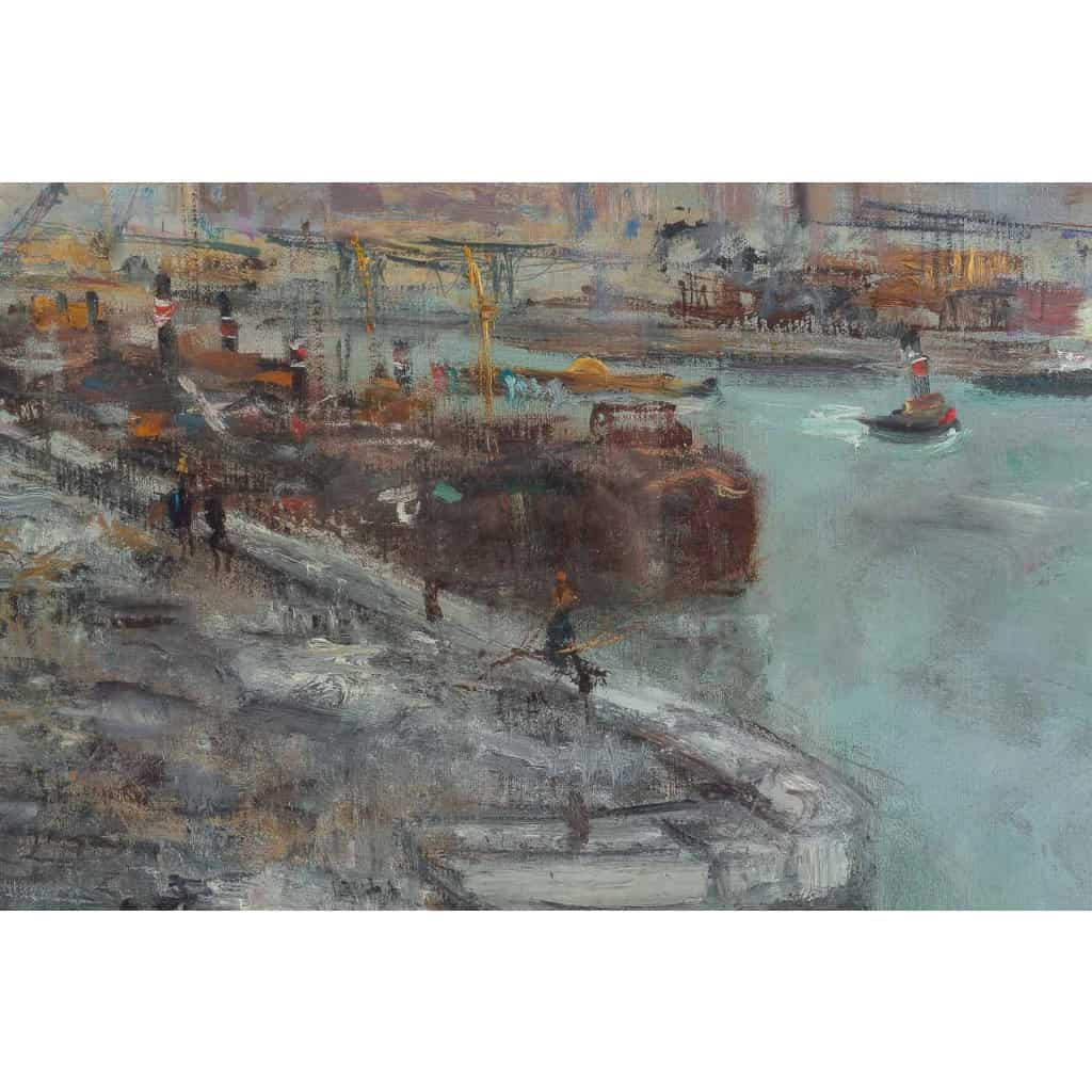 Serge Belloni « Le peintre de Paris » - Les Quais de Seine à Paris vers 1960 huile sur toile Serge Belloni « Le peintre de Paris » - Les Quais de Seine à Paris vers 1960 huile sur toile