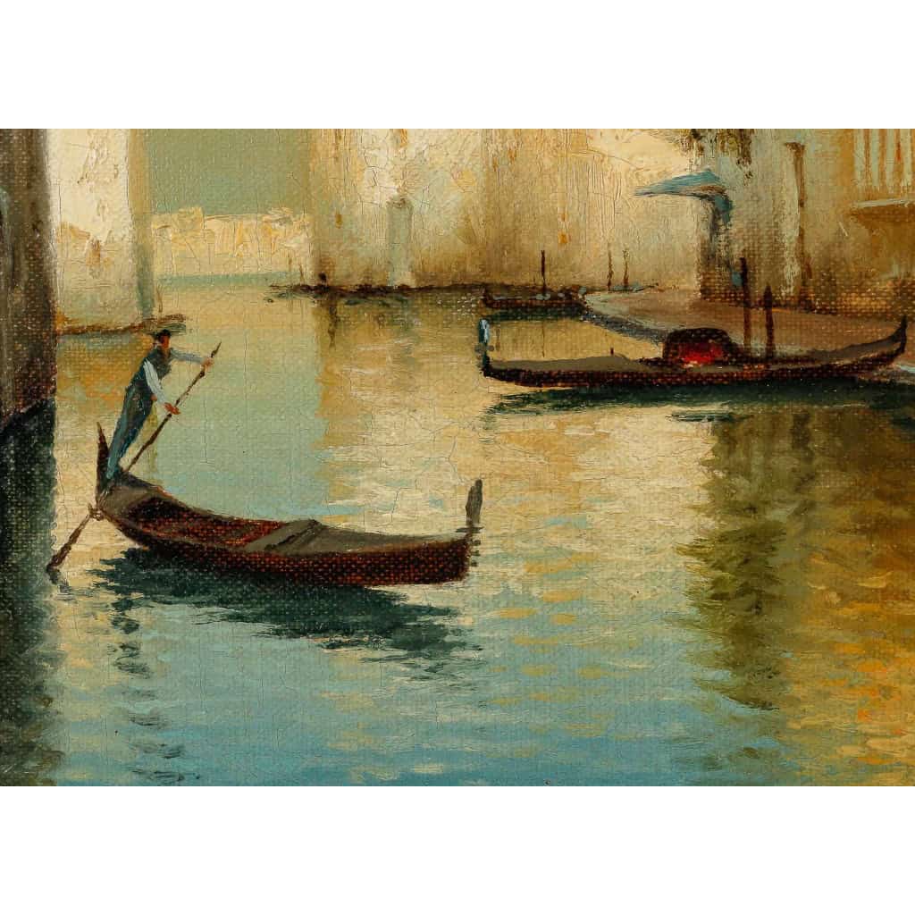 Alphonse Lecoz Les Canaux de Venise huile sur toile vers 1890-1900 Alphonse Lecoz Les Canaux de Venise huile sur toile vers 1890-1900