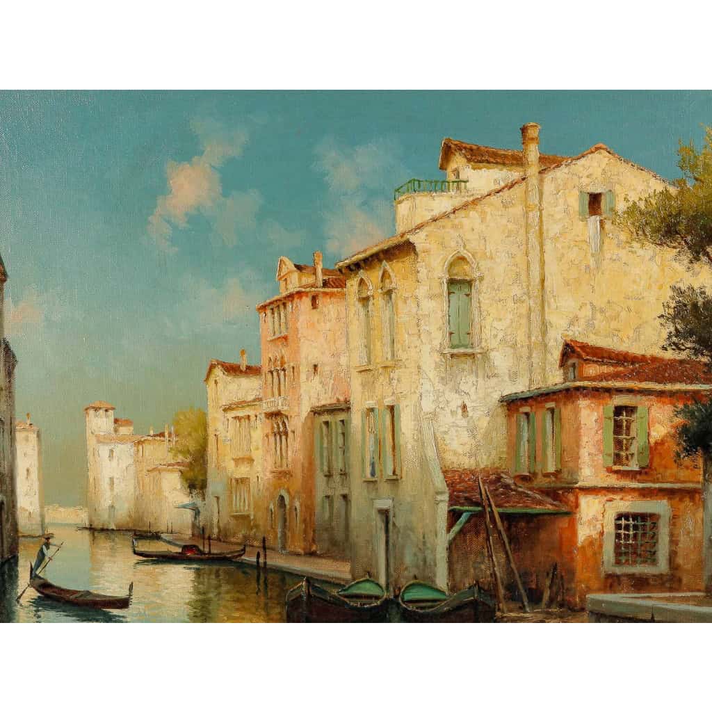 Alphonse Lecoz Les Canaux de Venise huile sur toile vers 1890-1900 Alphonse Lecoz Les Canaux de Venise huile sur toile vers 1890-1900