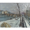 Serge Belloni « Le peintre de Paris » - Le Pont Marie et l’Ile Saint-Louis sous la neige vers 1960 huile sur toile Serge Belloni « Le peintre de Paris » - Le Pont Marie et l’Ile Saint-Louis sous la neige vers 1960 huile sur toile