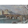 Serge Belloni « Le peintre de Paris » - Le Pont Marie et l’Ile Saint-Louis sous la neige vers 1960 huile sur toile Serge Belloni « Le peintre de Paris » - Le Pont Marie et l’Ile Saint-Louis sous la neige vers 1960 huile sur toile