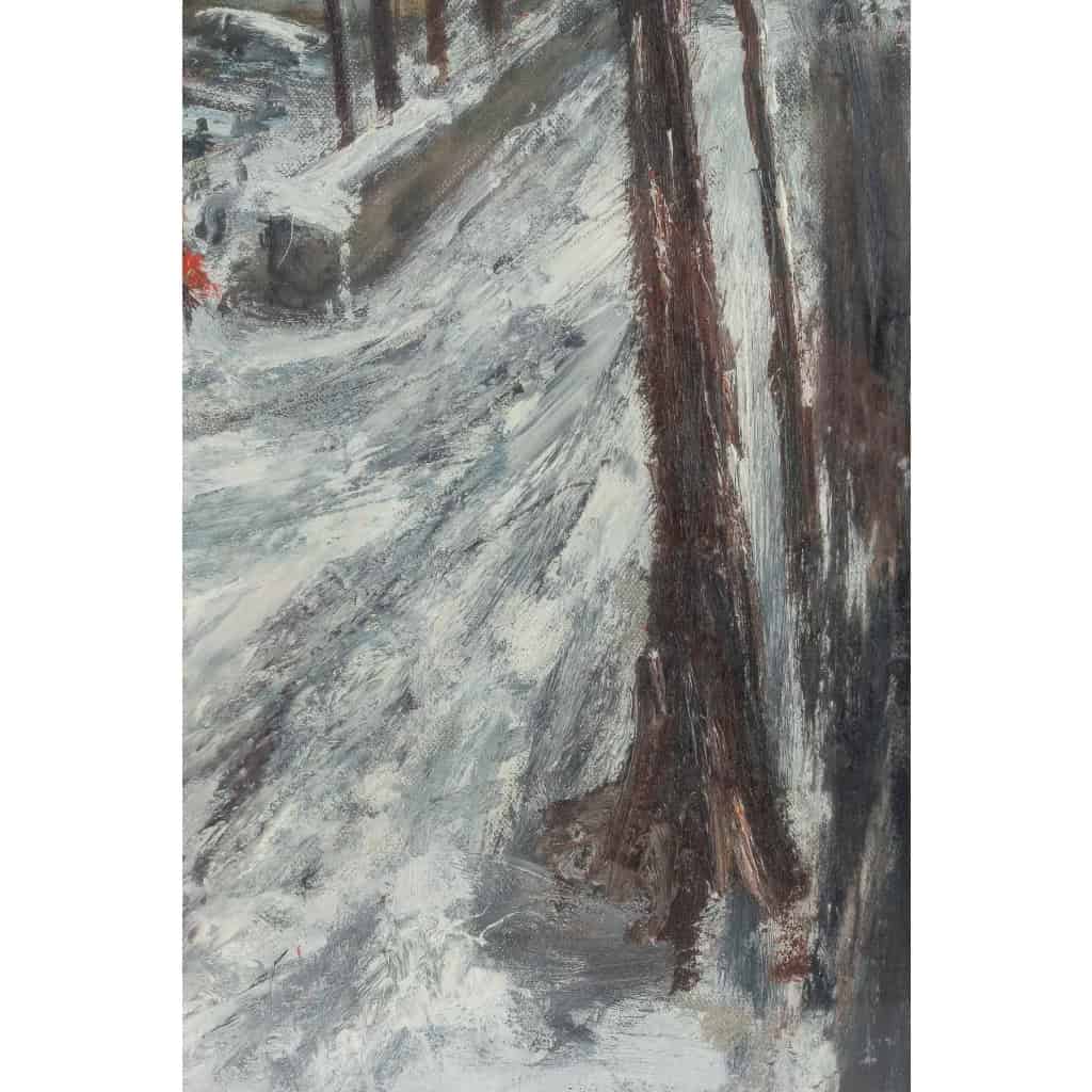 Serge Belloni « Le peintre de Paris » - Le Pont Marie et l’Ile Saint-Louis sous la neige vers 1960 huile sur toile Serge Belloni « Le peintre de Paris » - Le Pont Marie et l’Ile Saint-Louis sous la neige vers 1960 huile sur toile