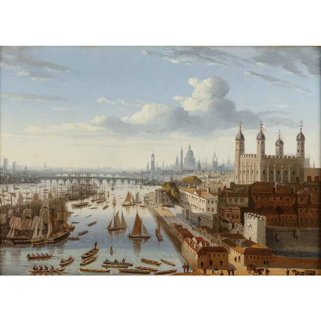 Charles-Euphrasie Kuwasseg (1833-1904) Vue du Port et de la tour de Londres vers 1855 Charles-Euphrasie Kuwasseg (1833-1904) Vue du Port et de la tour de Londres vers 1855