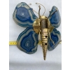 1970’ Applique Papillon en Bronze ou Laiton, Duval Brasseur Ou Isabelle Faure, 1 Ampoule , Ailes d’Agate Bleues 1970’ Applique Papillon en Bronze ou Laiton, Duval Brasseur Ou Isabelle Faure, 1 Ampoule , Ailes d’Agate Bleues