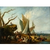 Italie fin du XVIIIème Retour de pêche huile sur toile vers 1780-1800 Italie fin du XVIIIème Retour de pêche huile sur toile vers 1780-1800