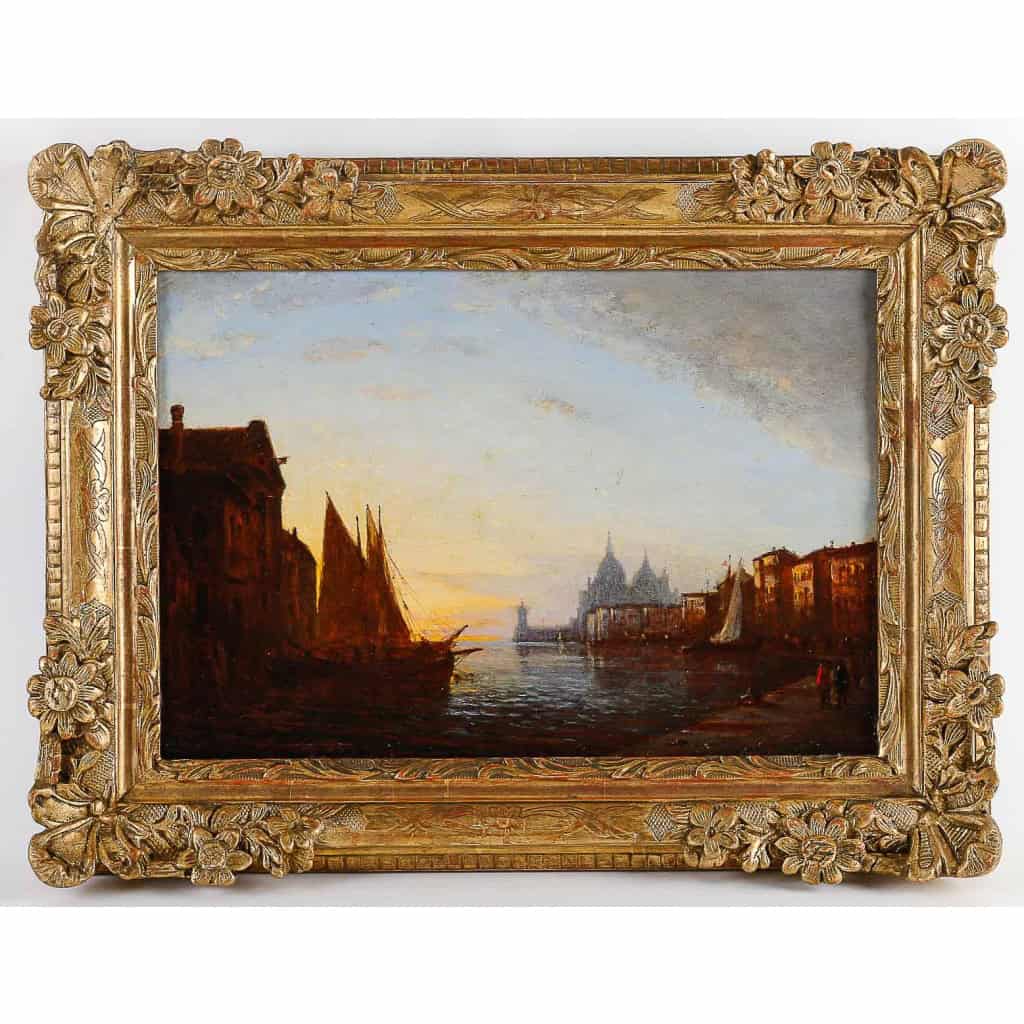 Auguste Ravier (1814-1895) Vue de Venise Basilique Santa Maria Della Salute Huile sur panneau vers 1840 Auguste Ravier (1814-1895) Vue de Venise Basilique Santa Maria Della Salute Huile sur panneau vers 1840