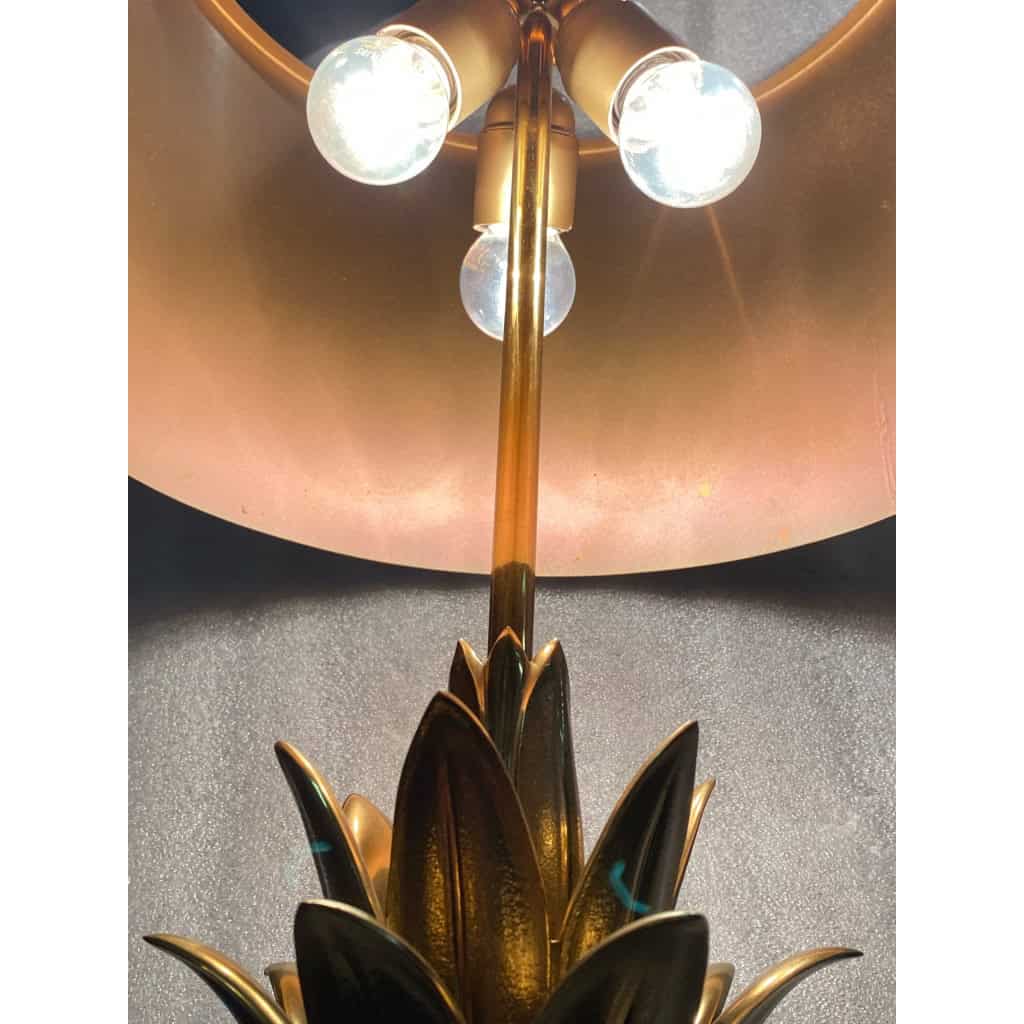 1970′ Lampe En Bronze Signée Charles Modéle Fleur De Lotus 1970′ Lampe En Bronze Signée Charles Modéle Fleur De Lotus