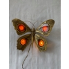 1970’ Applique Papillon en Bronze ou Laiton, Duval Brasseur Ou Isabelle Faure, 4 Ampoules, Ailes d’Agate |||||||||||