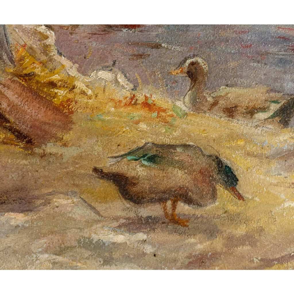 Tableau "Canards près d'une lavandière" d'Antoine Vollon Tableau "Canards près d'une lavandière" d'Antoine Vollon