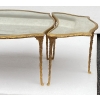 1970′ Table Tripartite Maison Charles Forme Arbaléte, Jansen Ou Baguès Décor Palmier en Bronze Doré avec Plateaux Miroirs Vieillis 1970′ Table Tripartite Maison Charles Forme Arbaléte, Jansen Ou Baguès Décor Palmier en Bronze Doré avec Plateaux Miroirs Vieillis