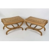 Paire de Larges Tabourets Curules de Style Louis XVI, circa 1900 ||||||||