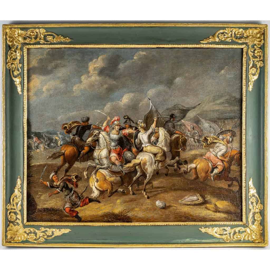 Atelier de Philips Wouwerman (1619-1668) Combat de cavalerie entre Orientaux et Impériaux huile sur toile vers 1660 MLD Antiquités|||||MLD Antiquités|MLD Antiquités|MLD Antiquités|MLD Antiquités|MLD Antiquités|MLD Antiquités|MLD Antiquités|MLD Antiquités||