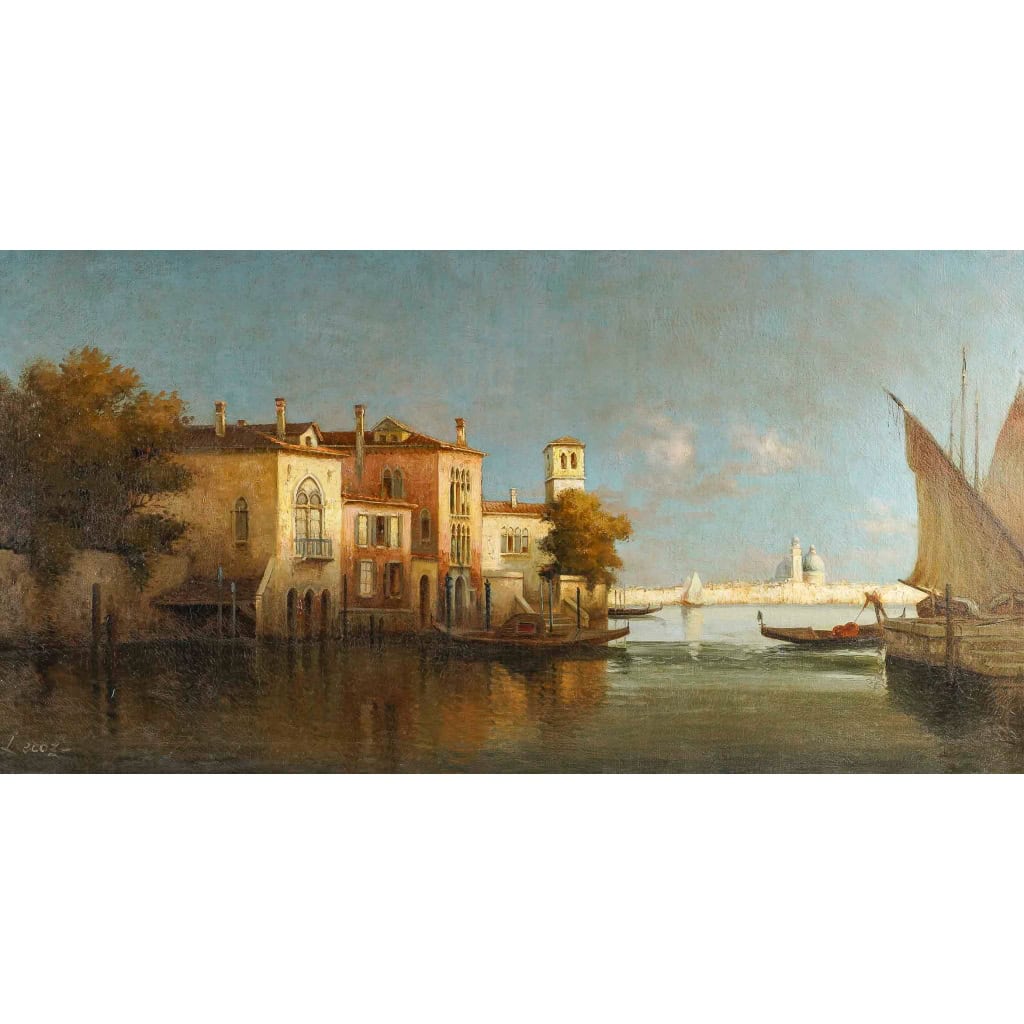 Alphonse Lecoz Un Canal à Venise et la Santa Maria della Salute dans le fond huile sur toile vers 1890-1900 Alphonse Lecoz Un Canal à Venise et la Santa Maria della Salute dans le fond huile sur toile vers 1890-1900