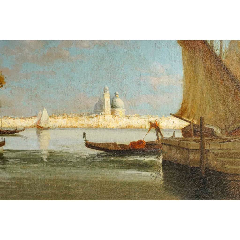 Alphonse Lecoz Un Canal à Venise et la Santa Maria della Salute dans le fond huile sur toile vers 1890-1900 Alphonse Lecoz Un Canal à Venise et la Santa Maria della Salute dans le fond huile sur toile vers 1890-1900